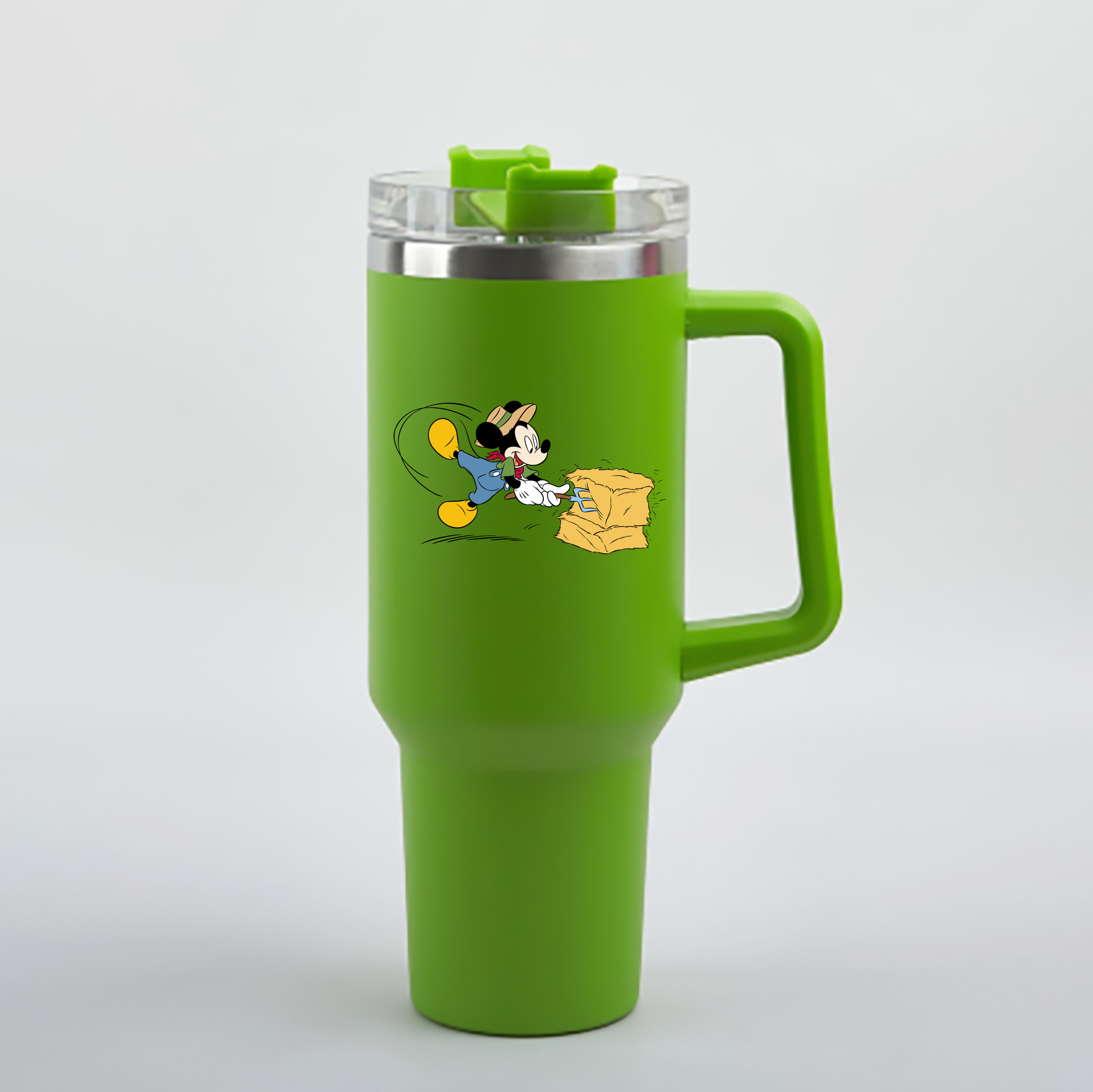 （画像用） ミッキーマウス Mickey Mouse 1200mL車用タンブラー - クリスタルステッカー（プラスチックストロー付き）